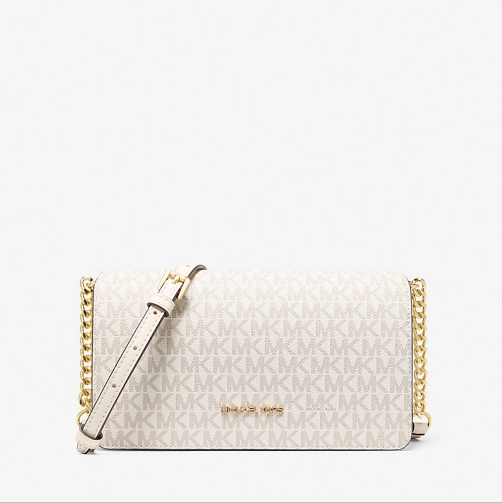 Michael Kors Cream Jet Set Medium Signature Logo Crossbody Bag